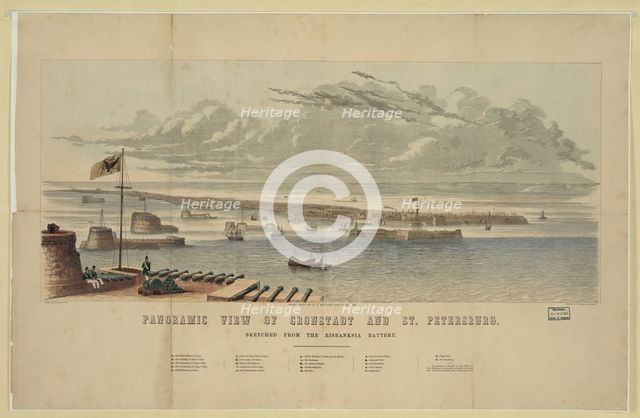 Panoramic view of Kronstadt and St. Petersburg. Artist: Anonymous  