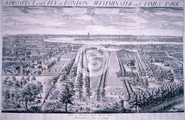 Panoramic view of London, 1720. Artist: Johannes Kip
