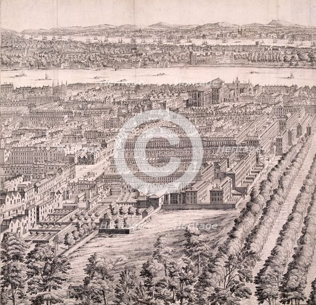 Panoramic view of London, 1720. Artist: Johannes Kip