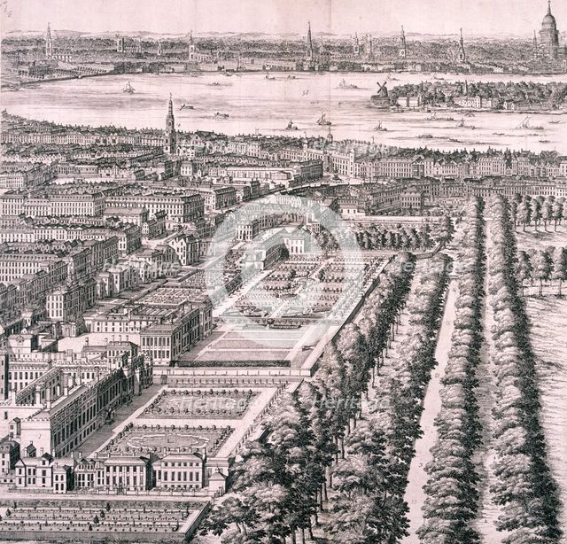 Panoramic view of London, 1720. Artist: Johannes Kip