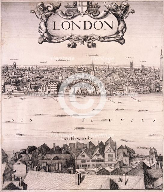 Panoramic view of London, c1670. Artist: Wenceslaus Hollar