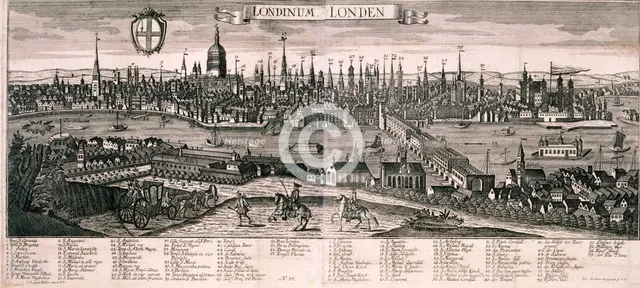 Panoramic view of London, c1730. Artist: Marc Abraham Ruprecht