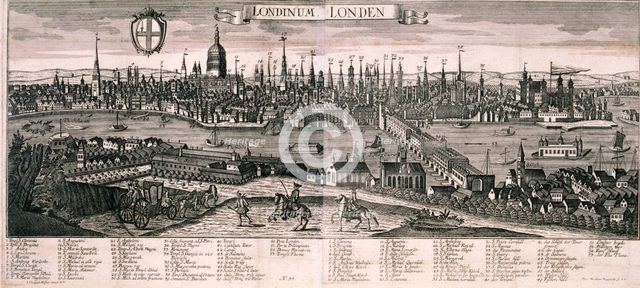 Panoramic view of London, c1730. Artist: Marc Abraham Ruprecht