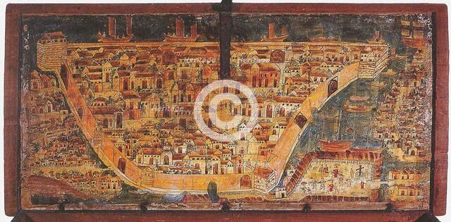 Panoramic view of Manila. Philippine chest, Second Quarter of the 17th cen. Creator: Anonymous.