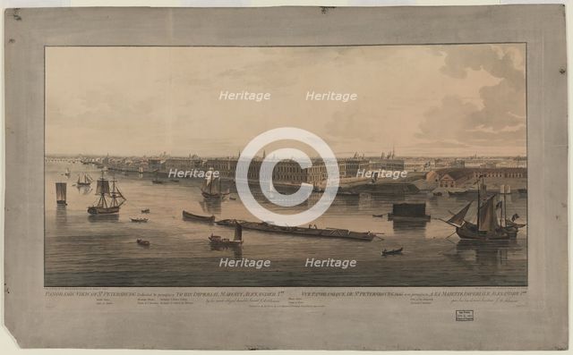 Panoramic view of Saint Petersburg, Between 1805 and 1807. Artist: Atkinson, John Augustus (1775-1831)