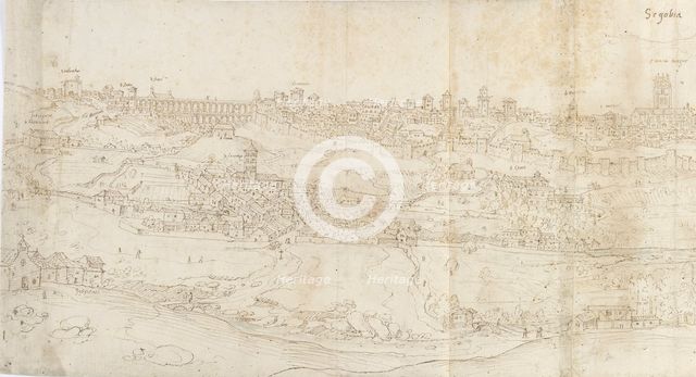 Panoramic View of Segovia from the East, c1560-1570. Artist: Anthonis van den Wyngaerde.