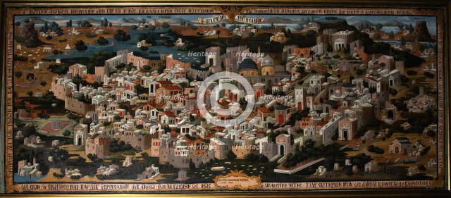 Panoramic view of Palestine with Jerusalem City, 1833. Artist: Anonymous  