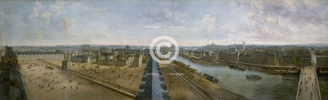 Panoramic view of Paris from the roof of the Pavillon de Flore, in the Tuileries Gardens, c1833.  Creator: Unknown.