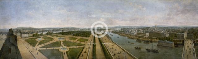 Panoramic view of Paris from the roof of the Pavillon de Flore, in the Tuileries Gardens, c1833.  Creator: Unknown.