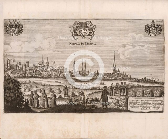 Panoramic view of Reval (Tallinn), Estonia (Illustration from Travels to the Great Duke of..., 1634. Creator: Anonymous.