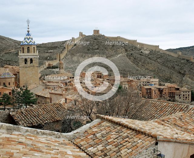Panoramic view of the medieval village of Albarracin, Aragon, Spain, 2008. Creator: LTL.