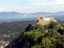 Panoramic view of the monastery of Sant Pere de Casserres, in the landscape