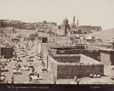 Panoramic View of the Arab Cemetery, Cairo, 19th century. Creator: Pascal Sébah