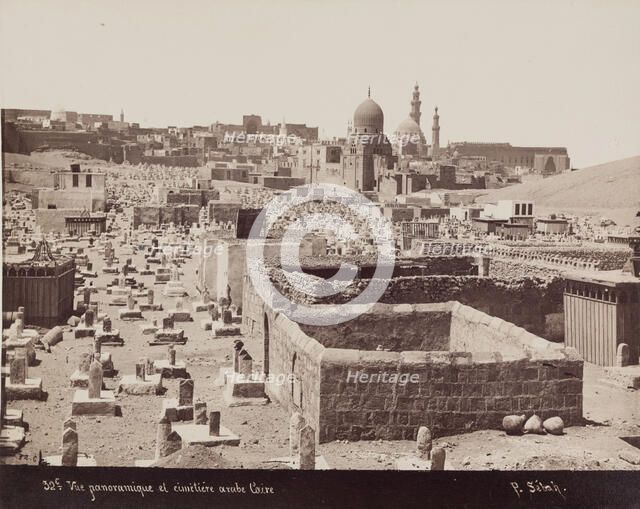 Panoramic View of the Arab Cemetery, Cairo, 19th century. Creator: Pascal Sébah.