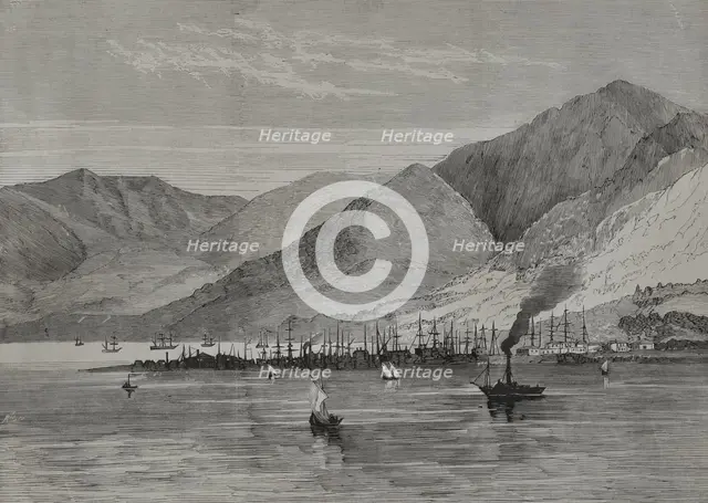 Panoramic view of the city and harbour, Batumi, Armenia, 1878.  Creator: Unknown.