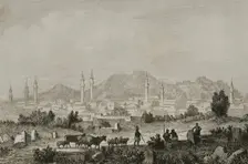 Panoramic view of the city, Angora (currently Ankara), Turkey, 1838. Creator: Auguste-Francois Ales