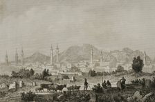 Panoramic view of the city, Angora (currently Ankara), Turkey, 1838. Creator: Auguste-Francois Ales