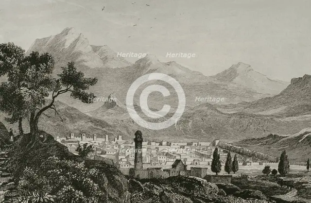 Panoramic view of the city of Kars, Ancient Armenia, 1838.  Creator: Unknown.