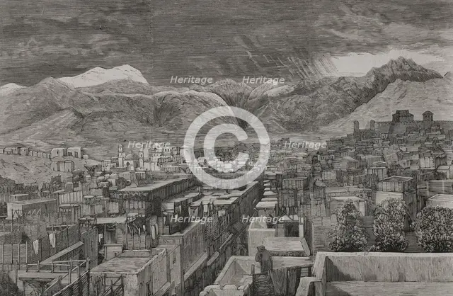 Panoramic view of the city, Peshawar, Afghanistan, 1878.  Creator: Andrés Ovejero.