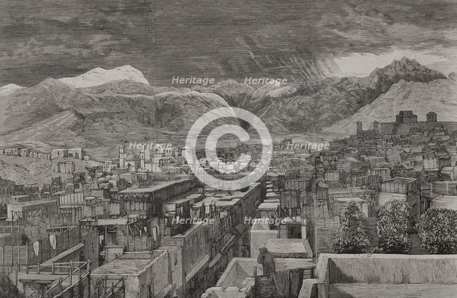 Panoramic view of the city, Peshawar, Afghanistan, 1878.  Creator: Andrés Ovejero.