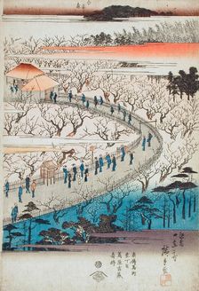 Panoramic View of the Plum Viewing Pavilions of Kameido (image 1 of 3), c1832-34. Creator: Ando Hiroshige