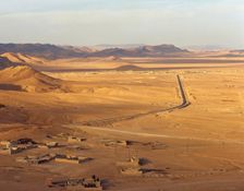 Panoramic view of the Syrian Desert, The Oasis of Palmyra, Syria, 1999. Creator: LTL