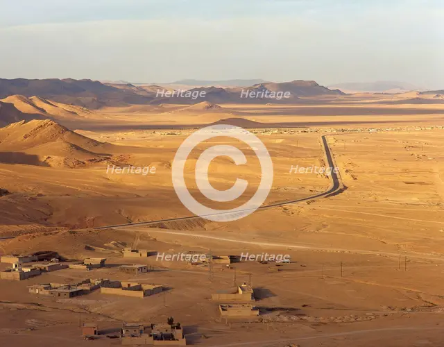 Panoramic view of the Syrian Desert, The Oasis of Palmyra, Syria, 1999.  Creator: LTL.