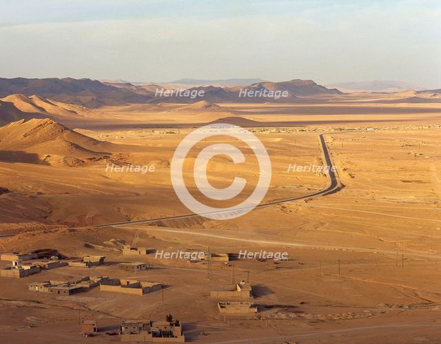 Panoramic view of the Syrian Desert, The Oasis of Palmyra, Syria, 1999.  Creator: LTL.