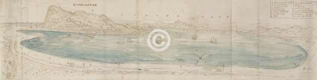 Panoramic View over the Bay of Gibraltar, c1567. Artist: Anthonis van den Wyngaerde.