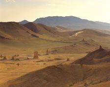 Panoramic view, Valley of the Tombs, The Oasis of Palmyra, Syria, 1999. Creator: LTL