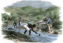 Panning for gold during the Californian Gold Rush of 1849