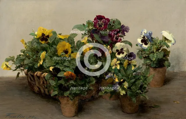 Pansies, 1874. Creator: Henri Fantin-Latour.