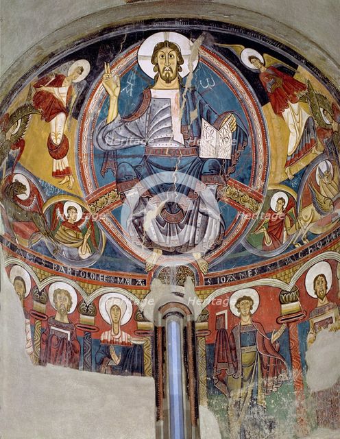 Pantocrator in the apse of the church of Sant Climent de Taüll in the Vall de Boi (Boi Valley), A…