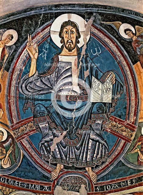 Pantocrator'. Mural painting from the apse of the church of San Clemente de Taüll (Lleida).