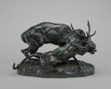 Panther Seizing a Stag, model n.d., cast c. 1850/1873. Creator: Antoine-Louis Barye