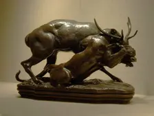 Panther Seizing a Stag, modeled c. 1833 (cast 1889). Creator: Antoine-Louis Barye