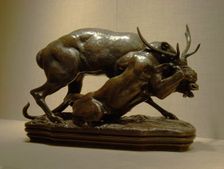 Panther Seizing a Stag, modeled c. 1833 (cast 1889). Creator: Antoine-Louis Barye