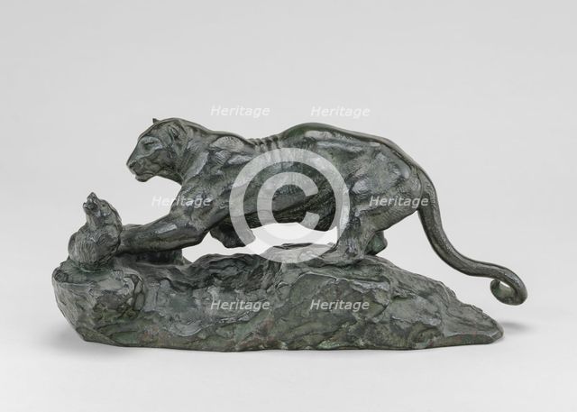 Panther Surprising a Civet Cat, model n.d., cast 1857/1873. Creator: Antoine-Louis Barye.
