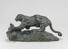 Panther Surprising a Civet Cat, model n.d., cast 1857/1873. Creator: Antoine-Louis Barye