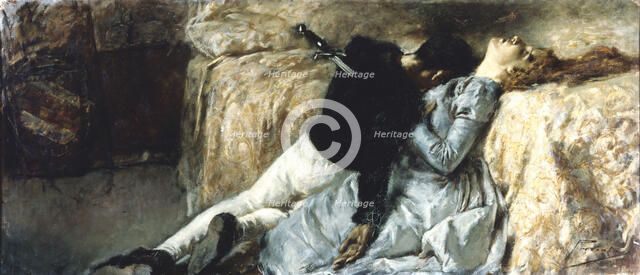 Paolo and Francesca, ca 1887. Creator: Previati, Gaetano (1852-1920).