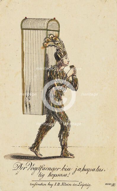 Papageno. Costume design for the Opera "The Magic Flute" by W. A. Mozart, 1793. Creator: Richter, Johann Salomo (1761-1798).