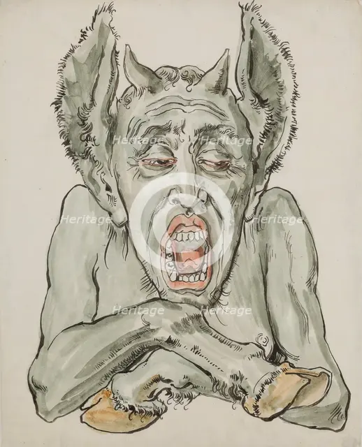 Paper for the Polychrome of St. Mary's Church - Bust of the Devil with a Gaping Mouth, 1890. Creator: Jan Matejko.