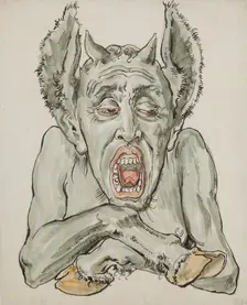 Paper for the Polychrome of St. Mary's Church - Bust of the Devil with a Gaping Mouth, 1890. Creator: Jan Matejko