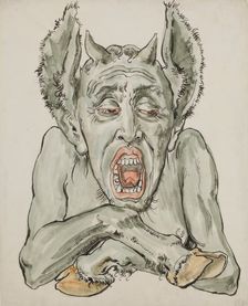 Paper for the Polychrome of St. Mary's Church - Bust of the Devil with a Gaping Mouth, 1890. Creator: Jan Matejko
