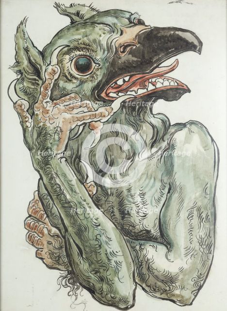 Paper for the Polychrome of St. Mary's Church - Devil with a Bird's Head, 1890. Creator: Jan Matejko.