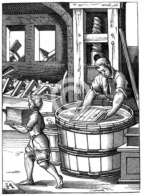 Paper maker, 16th century, (1849).Artist: Jost Amman