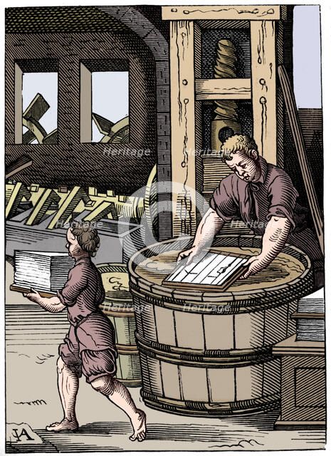 Paper maker, 16th century, (1849). Artist: Jost Amman.