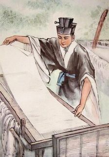 Papermaking by Cai Lun. Creator: Anonymous