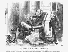 Papers! Papers! Papers! 1864. Creator: John Tenniel
