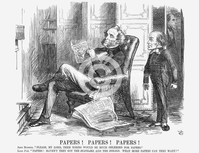 'Papers! Papers! Papers!', 1864. Creator: John Tenniel.